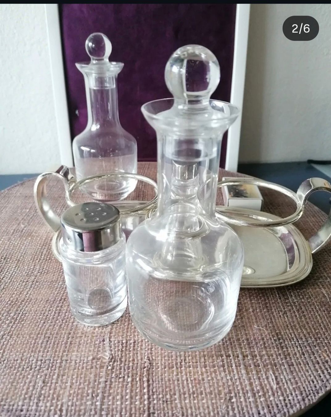 Geschirrsets: Vintage Essig, Öl Set mit Silberhalter 5-teilig – Gebraucht aus Aegerten von Jos_zem 1