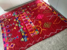 Tapis berbère rouge, laine naturelle, fait main!