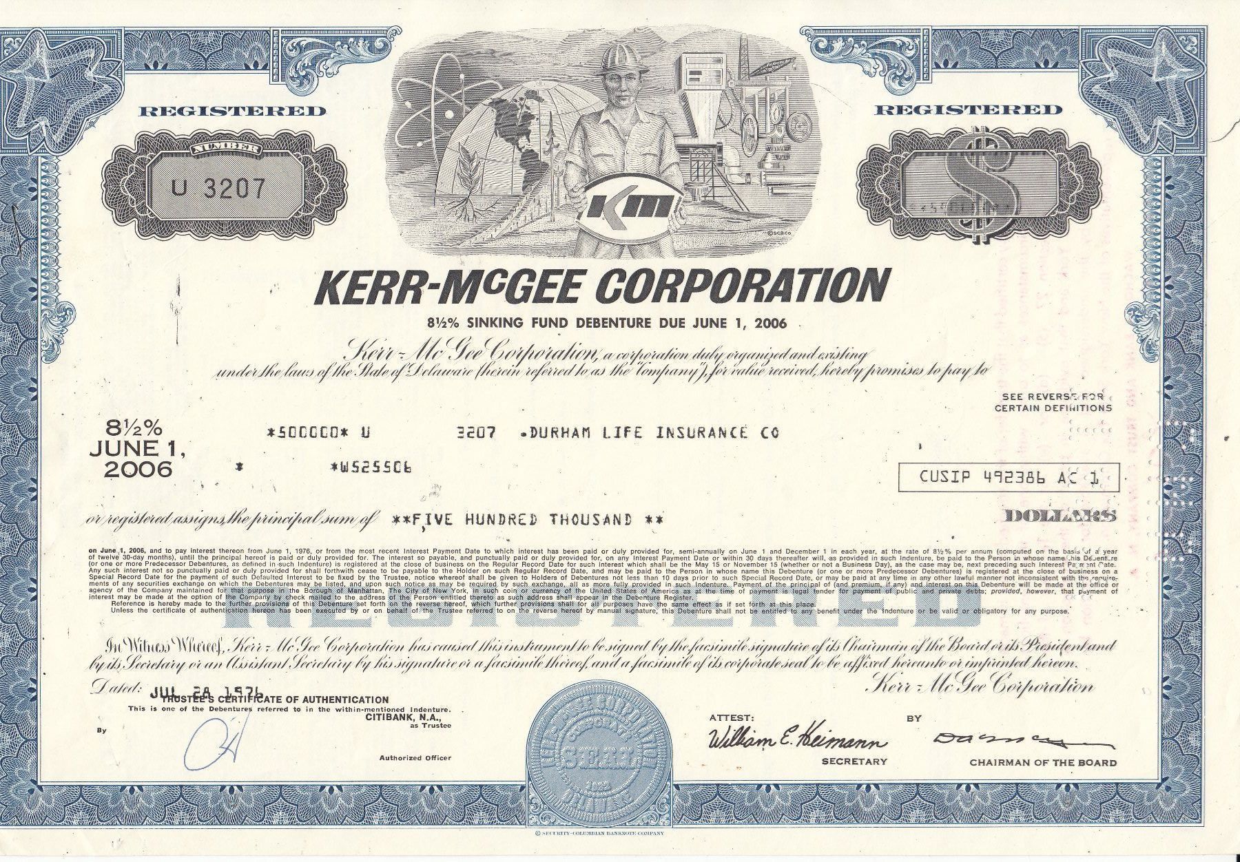 Documenti: Kerr-McGee Corporation Delaware 1978 – Usato da Bürglen TG venduto da StampGraf
