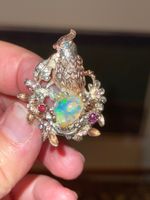 Sculpted Bird of Paradise Opal SS925 Rose Gold Vermeil Ring