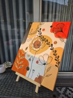 Handmade Acryl Gemälde Blumen orange 50x40 cm neuwertiger 