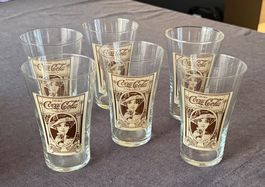 6 Vintage Coca Cola Gläser. Sammlerstücke, nie gebraucht