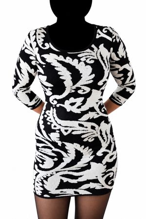 Kleid Amisu schwarz weiss gemustert Grösse 34 wie neu
