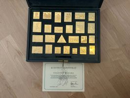 Collection Militaria, vergoldete Briefmarken, Silber 925