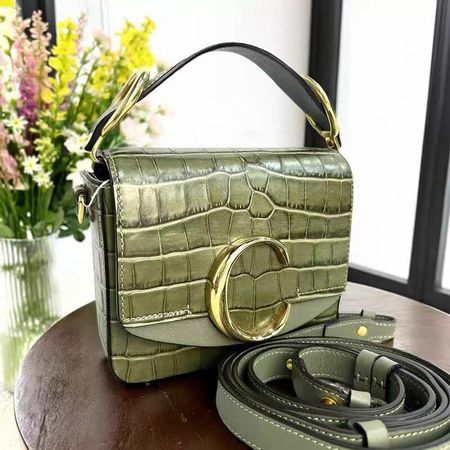 Chloé Mini Double Carry en cuir de veau embossé crocodile