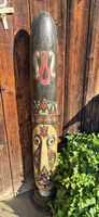 Handgeschnitze Totem-Maskenskulptur 155x30