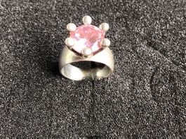Silberring 925 mit rosa Stein, gebrauchter Zustand