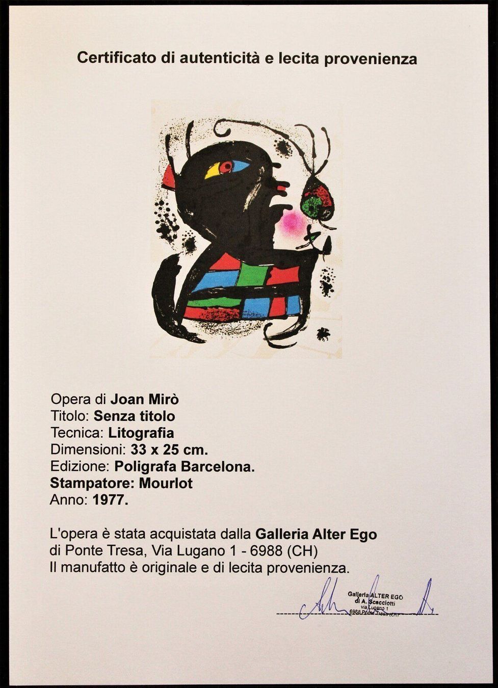 Grafica & Litografie: Joan Mirò - Vintage -Lithographie - 1977 – Nuovo (secondo la descrizione) da Ponte Tresa venduto da 11GalleriaAlterEgo11 9