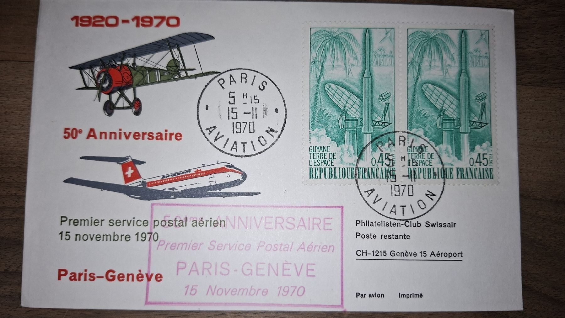 Alle Briefmarken: Paris - Geneve 15.11.1970 – Gebraucht aus Balgach von SIMEON27