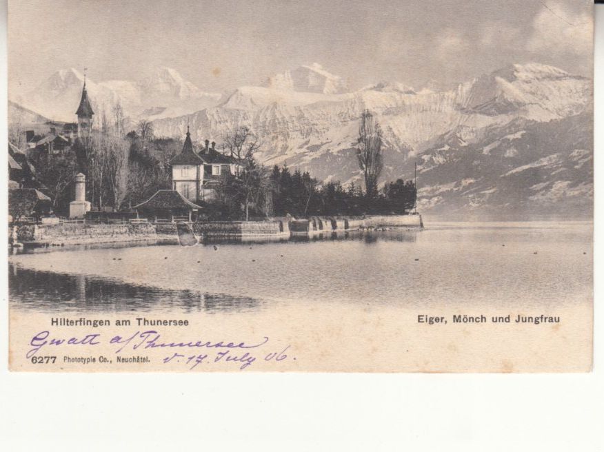 Cartoline postali: Hilterfingen 1906 mit Stabstempel Gwatt – Usato da Bürglen TG venduto da StampGraf