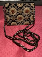 Pochette de soirée,velours noir brodé Zardozi,
