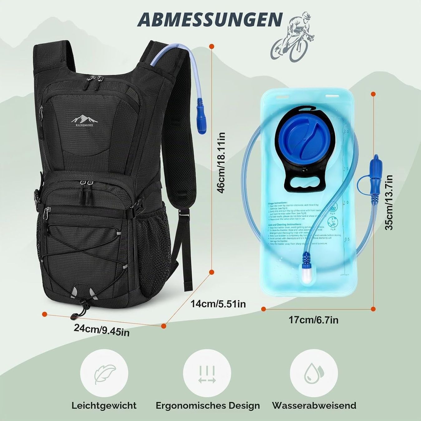 Zaini: Trinkrucksack mit 2 L Trinkblase leichtes Trinksystem – Nuovo e nell'imballaggio originale da Schaffhausen venduto da schwizerchaes 6