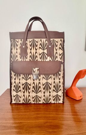 Sac vintage en toile et simili cuir années 70