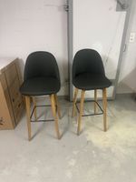 2x Barhocker dunkelgrün Stoff 