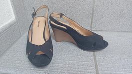 Graceland, Schwarze Keilabsatz Sandalen, Grösse 36