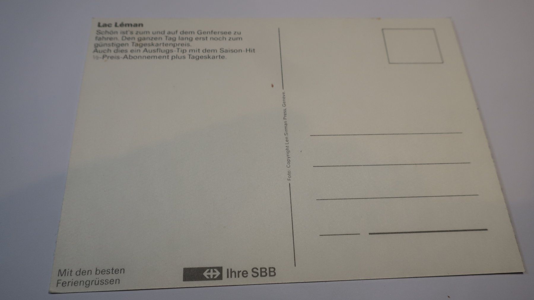 Cartoline postali: Lac Léman ( Ihre SBB ) – Usato da Cormoret venduto da Pascalll2001 3