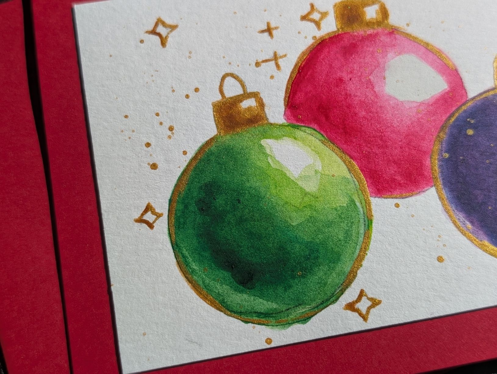 Cartes: 2er Set Handgemachte Weihnachtskarten Aquarell Kugeln – Neuf avec emballage d'origine à Winterthur par LaVieColor 5