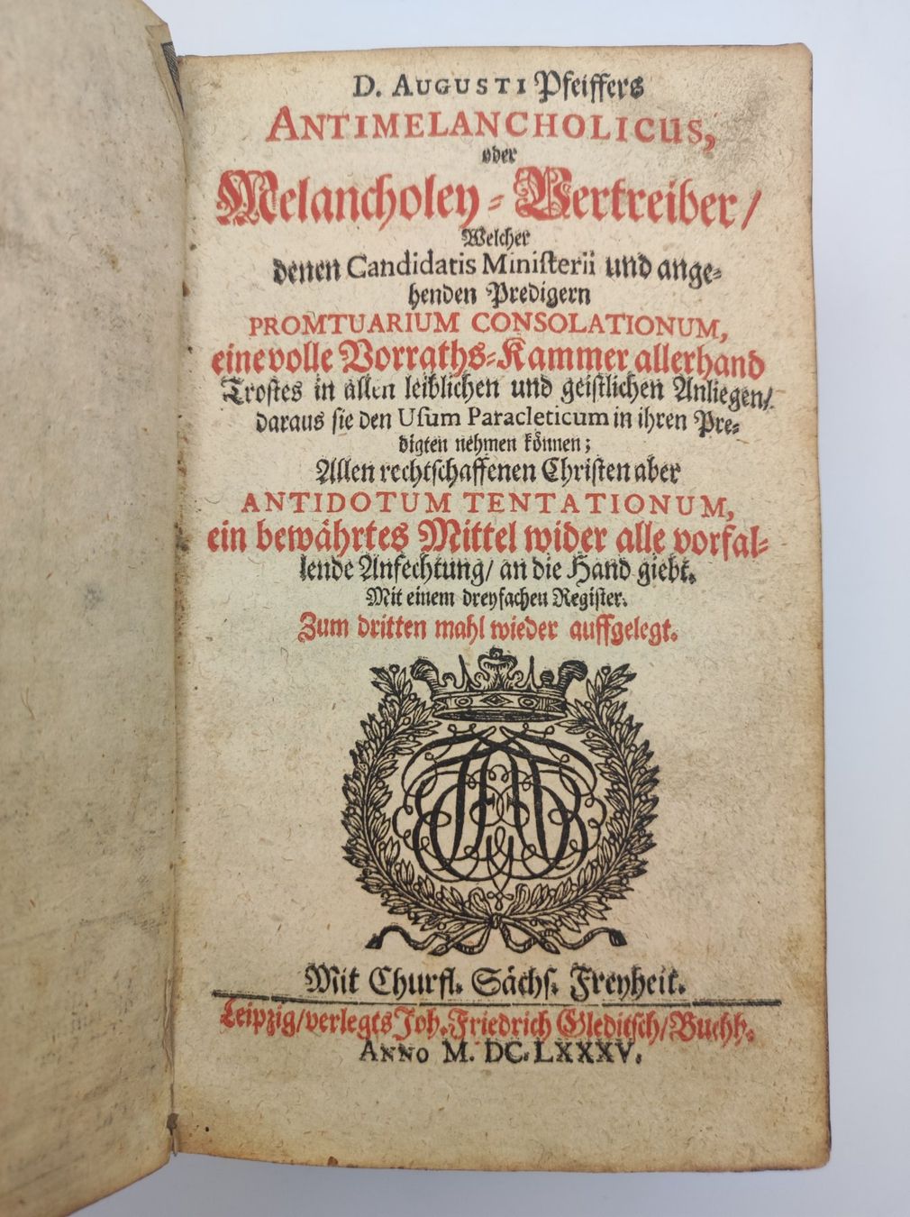 Libri: AUGUST PFEIFFER - ANTIMELANCHOLICUS - 1685 – Usato da Goldach venduto da Gaip 1