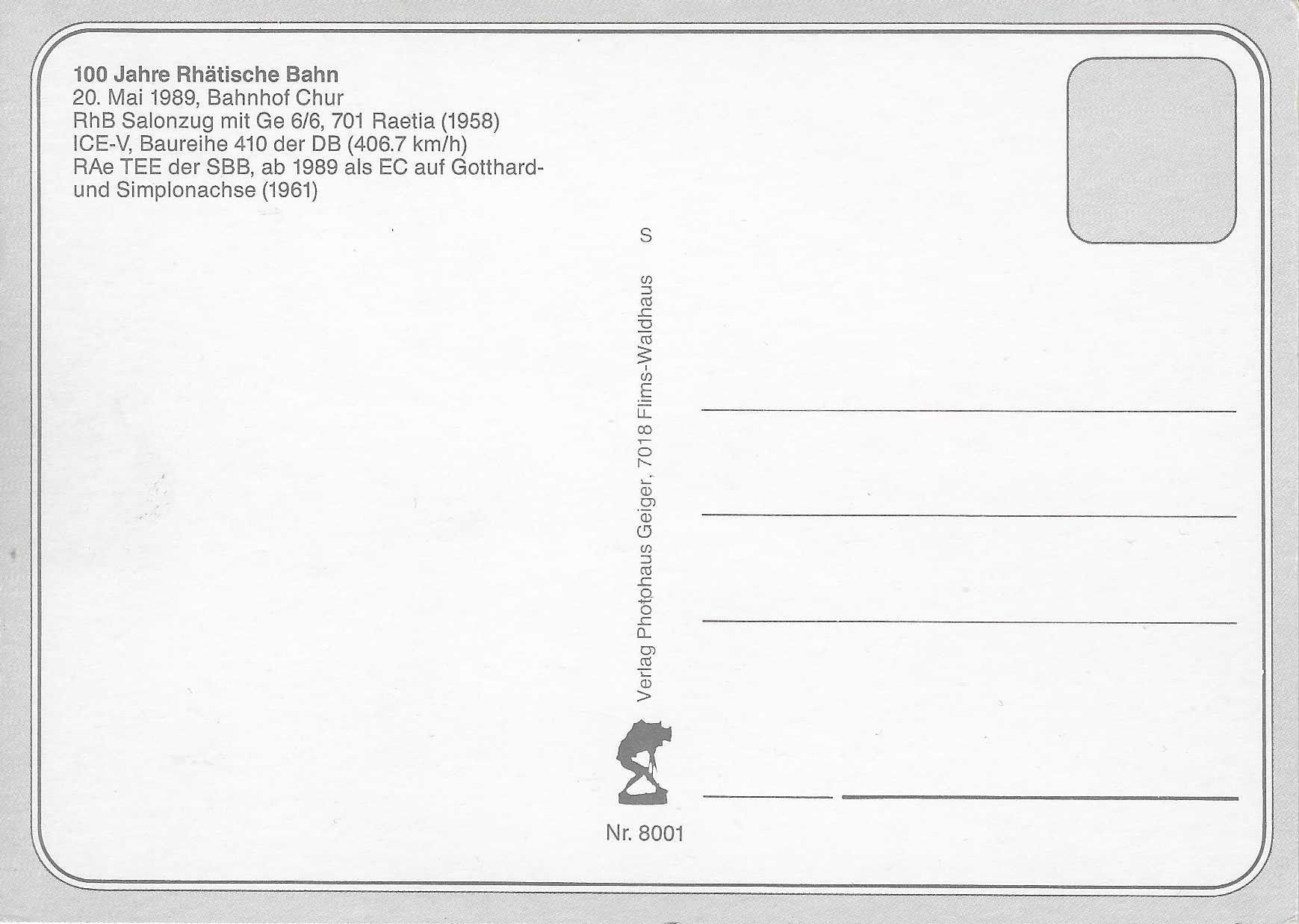 Cartoline postali: 100 Jahre Rhätische Bahn Bahnhof Chur – Nuovo (secondo la descrizione) da Rothrist venduto da Stranglehold 1