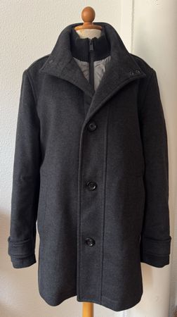 Manteau homme Hugo Boss laine cachemire gris foncé t.48 
