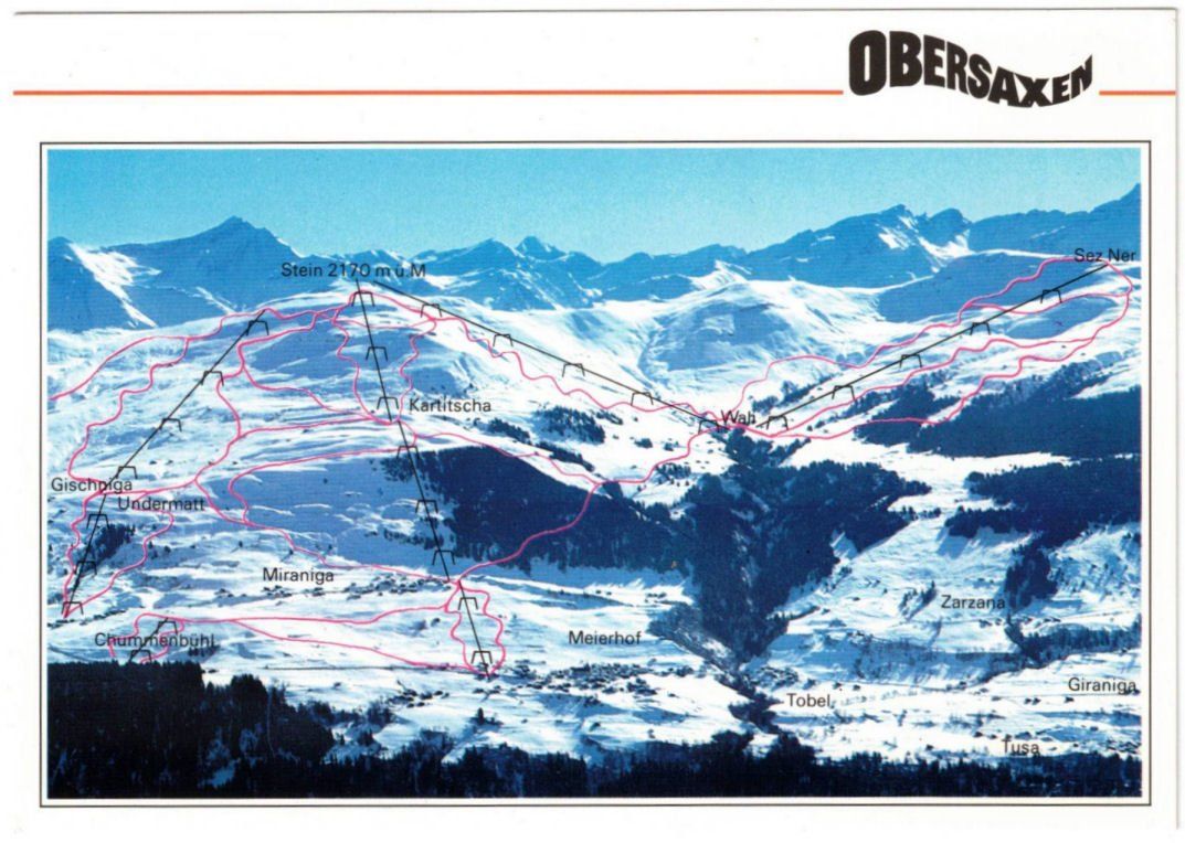 Cartoline postali: Obersaxen - Skigebiet – Usato da Binningen venduto da Mountainrider