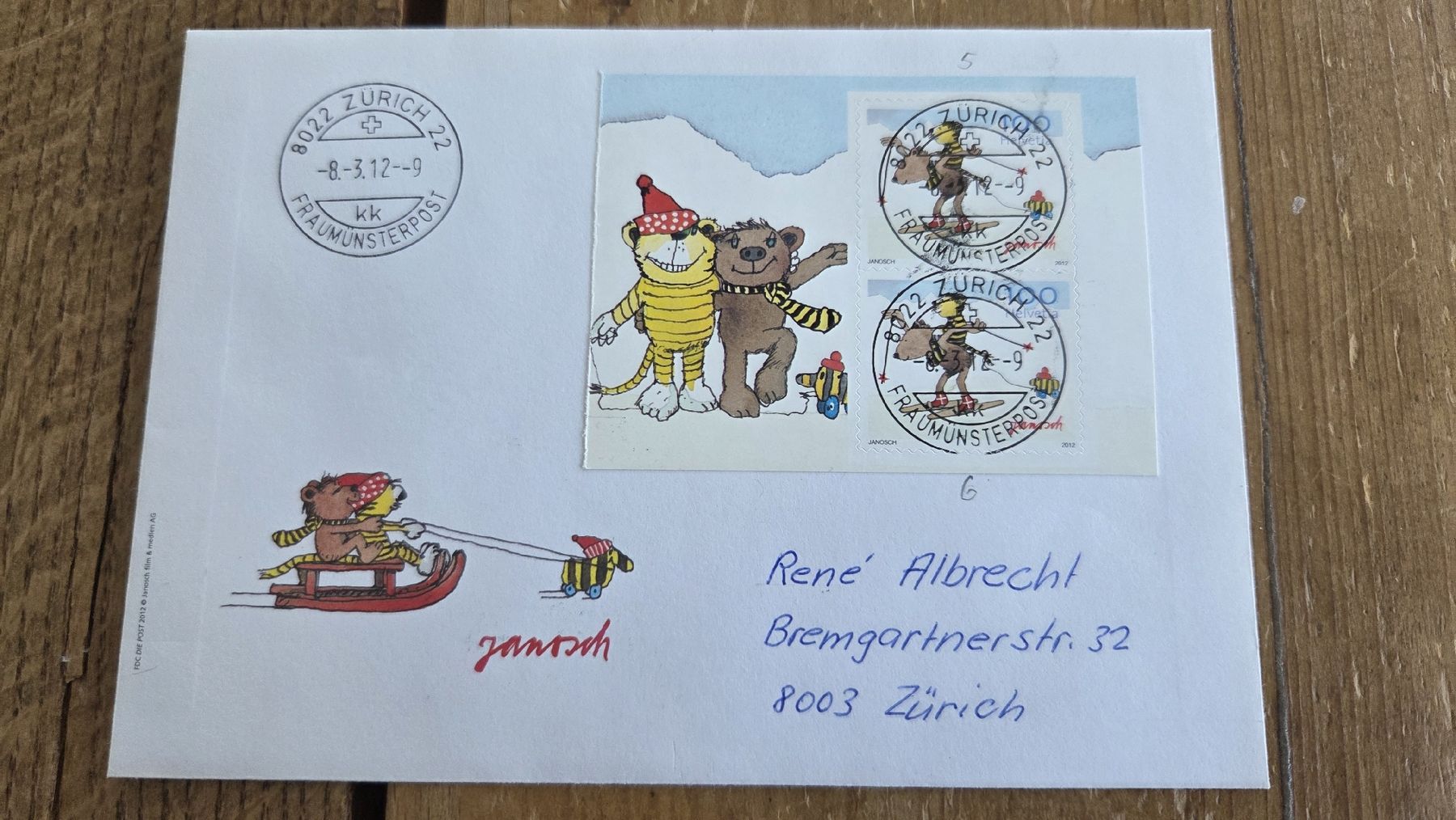 Tutti i francobolli: 2012 FDC Vollstempel Markenheftblatt Janosch – Usato da Arni AG venduto da Moth68