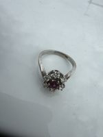 Ring Weissgold 18K Rubin Diamant 0.420 Karat Zustand gut