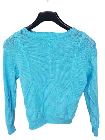 Pullover Garn Vintage türkis