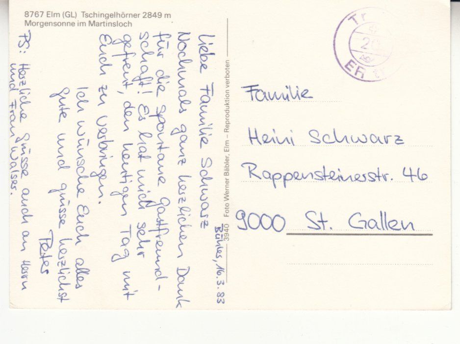 Cartoline postali: Elm 1983 – Usato da Bürglen TG venduto da StampGraf 1