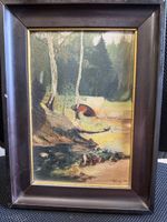 Gemälde "Wenger 1921" Flusslandschaft mit Rahmen, antik
