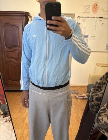 Adidas Zip Hoodie babyblau mit Kapuze 