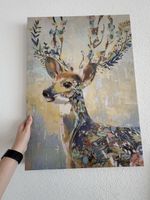Hirsch Bild, Leinwandbild, Wanddeko, Herbst Deko!