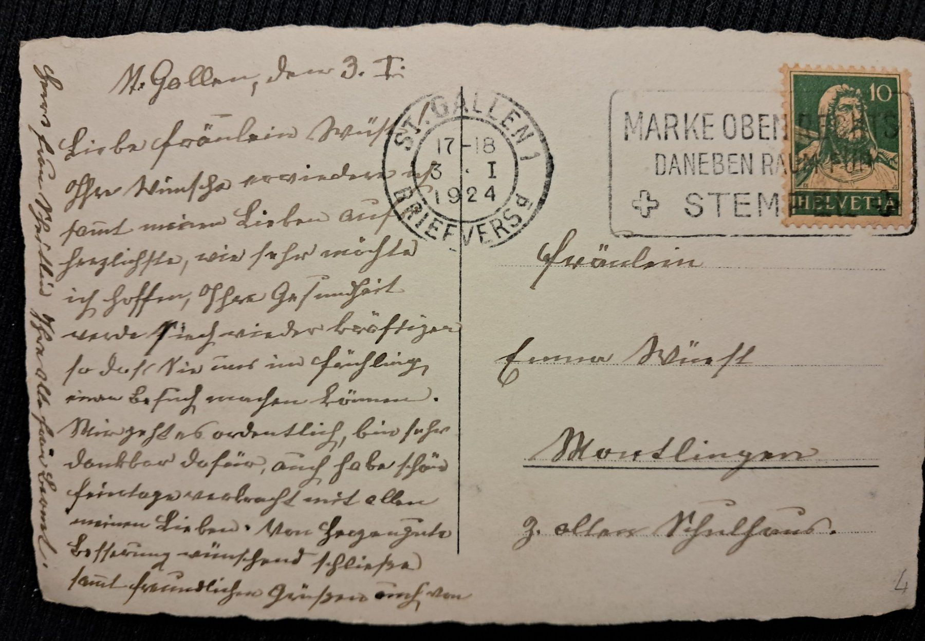 Cartes postales: ST GALLEN 1924 – D'occasion à Ponto Valentino par giorgia06 1