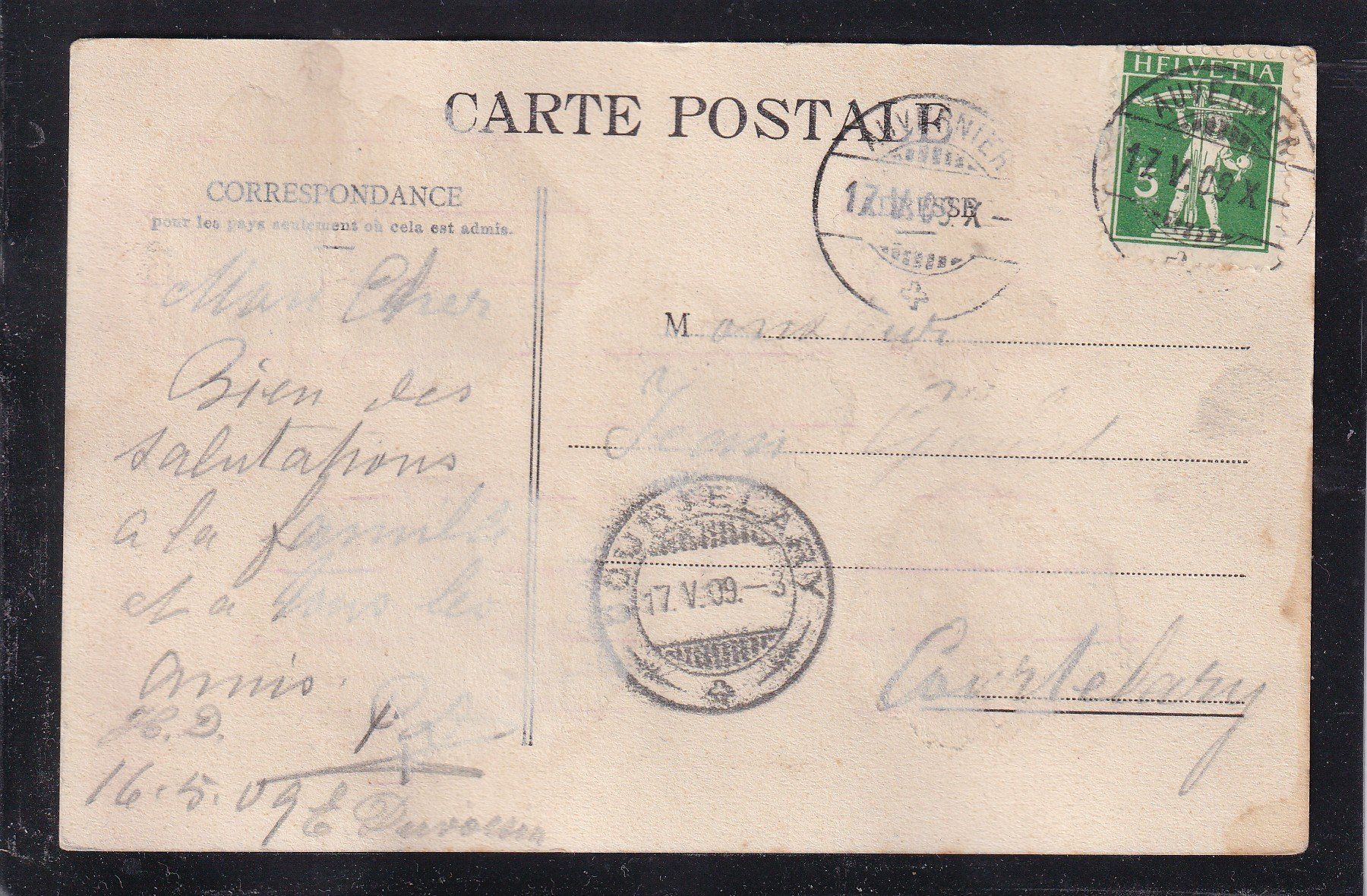 Cartoline postali: Auvernier - Le collège - 1909 – Usato da Orvin venduto da Pyaeschli 1