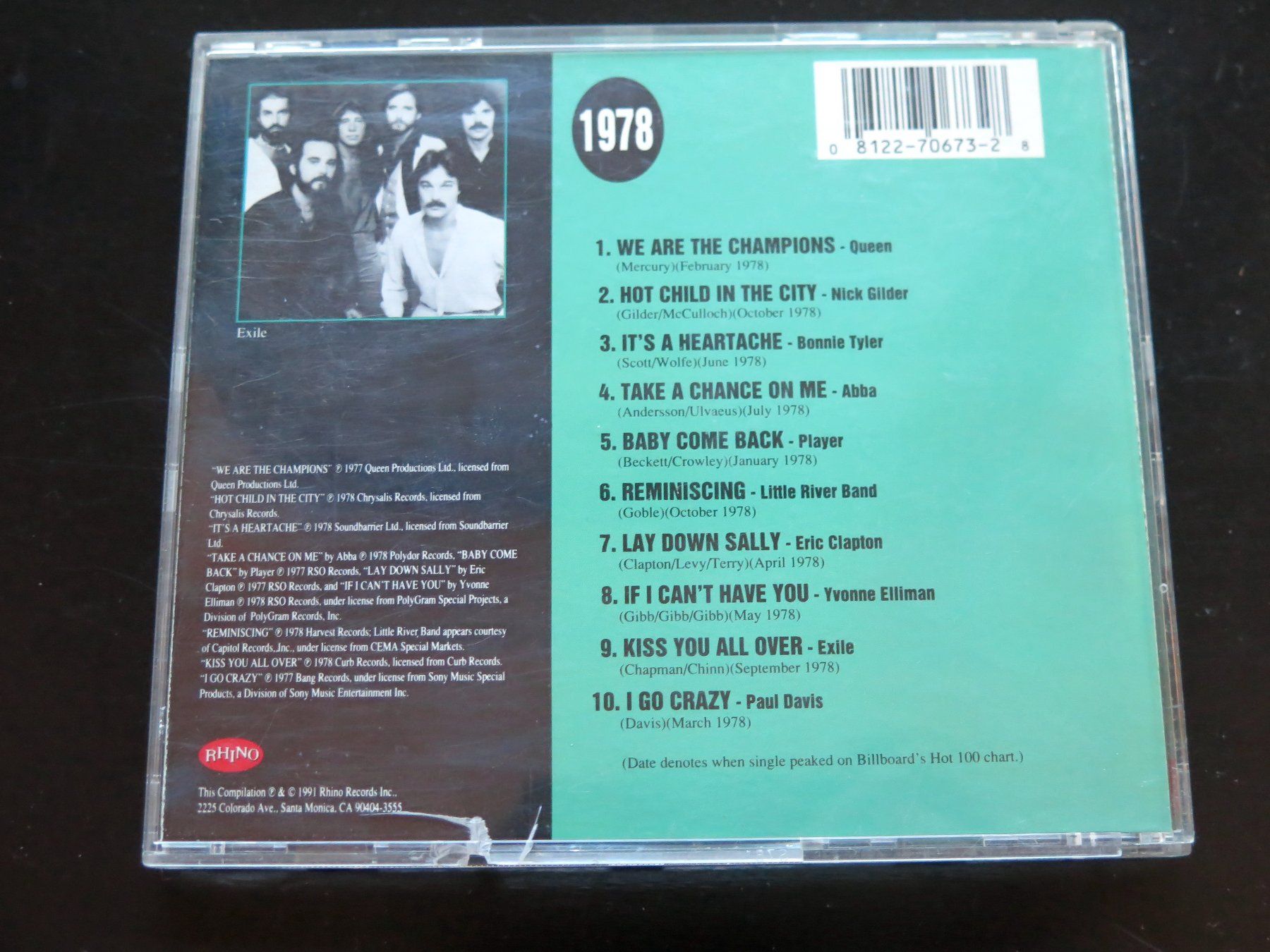 CD: CD BILLBOARD 1978 TOP HITS, Div. Int. – Usato da Bern venduto da Balzamico 1