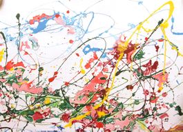 Informel Gemälde auf Papier: Green splash