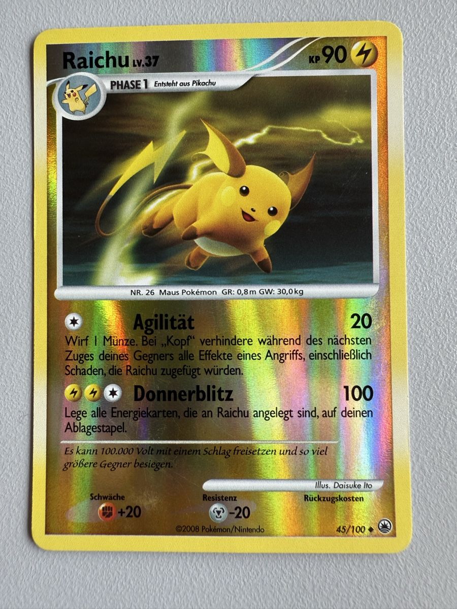 Pokémon Sammelbilder & Trading cards: Raichu 45/100 Reverse Deutsch Pokémon – Gebraucht aus Gudo von ken_dr92