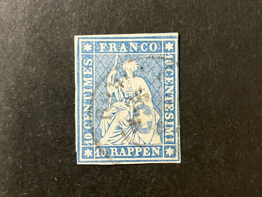 Alle Briefmarken: Strubel, Kat. 23Cd, hellroter SF, fehlerfrei, KP 200.-- – Gebraucht aus Würenlos von Eulenpostuhu