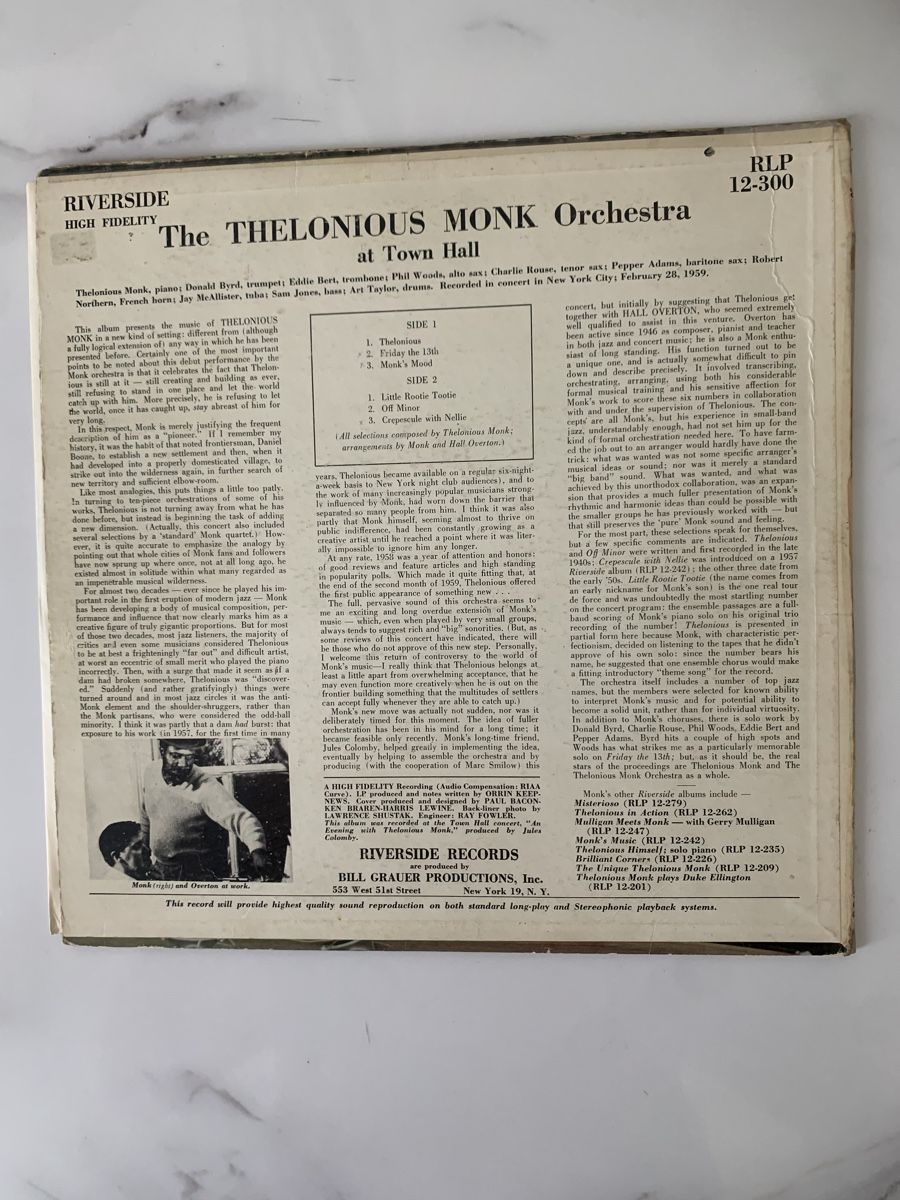 Dischi in vinile: Thelonious Monk/ Orchestra at Thé Town Hall – Usato da lausanne venduto da Ccheche 3