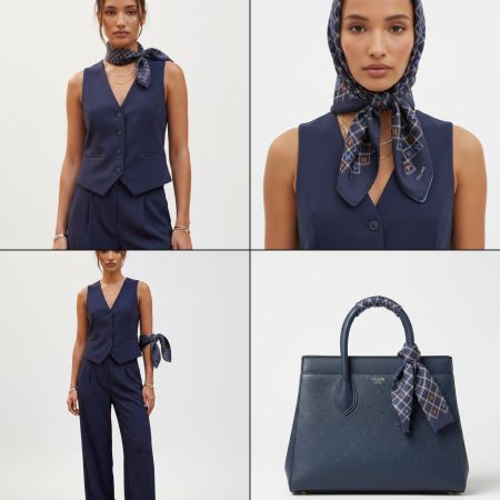 Céline Vintage Tuch Blau 46x46 Baumwolle