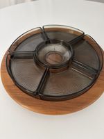 Drehteller Digsmed Dänemark Holz Glas Servierplatte