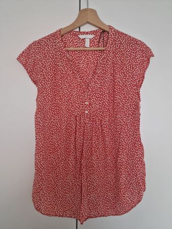 H&M Mama Maternity Blouse, Red with White Daisy Print