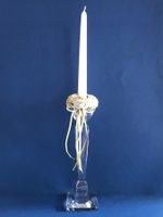 Kerzenständer SILEA GLASS 25 cm mit Deko-Rosette 2 Kerzen