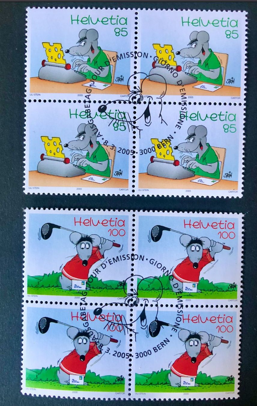 Tutti i francobolli: Viererblock Nr.1158-1159 mit Stempel Bern 2005 – Usato da Aarau venduto da Billa007
