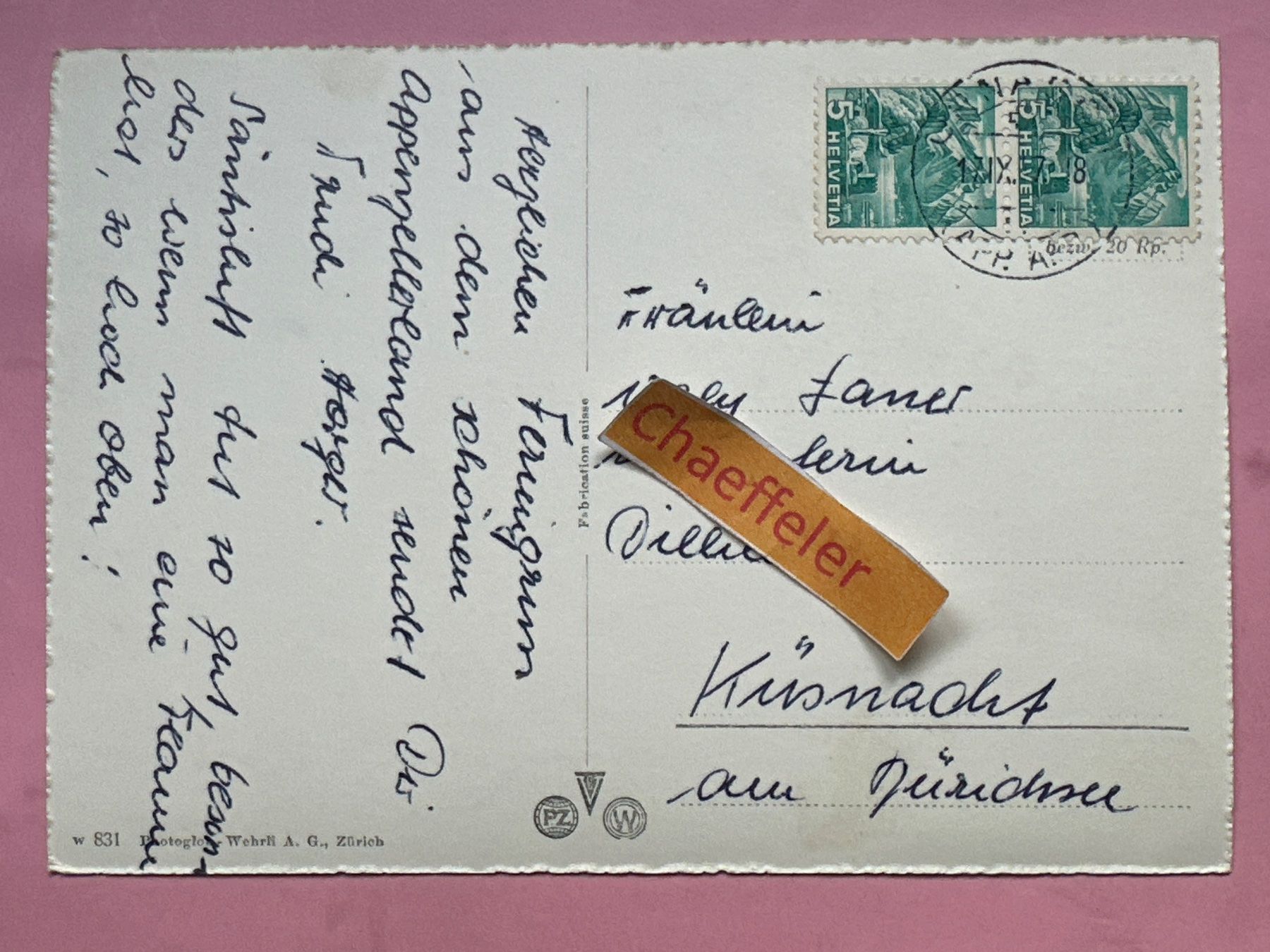 Cartoline postali: Säntisgipfel, Hotel Säntis – Usato da Zürich venduto da Chaeffeler 1