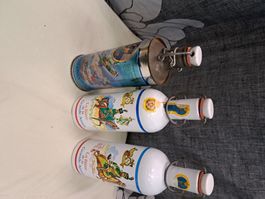 3x alte Bierflaschen alu