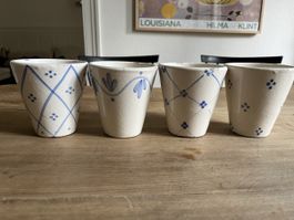 4x vintage topf blumentöpfe töpfchen gefässe keramik glasier