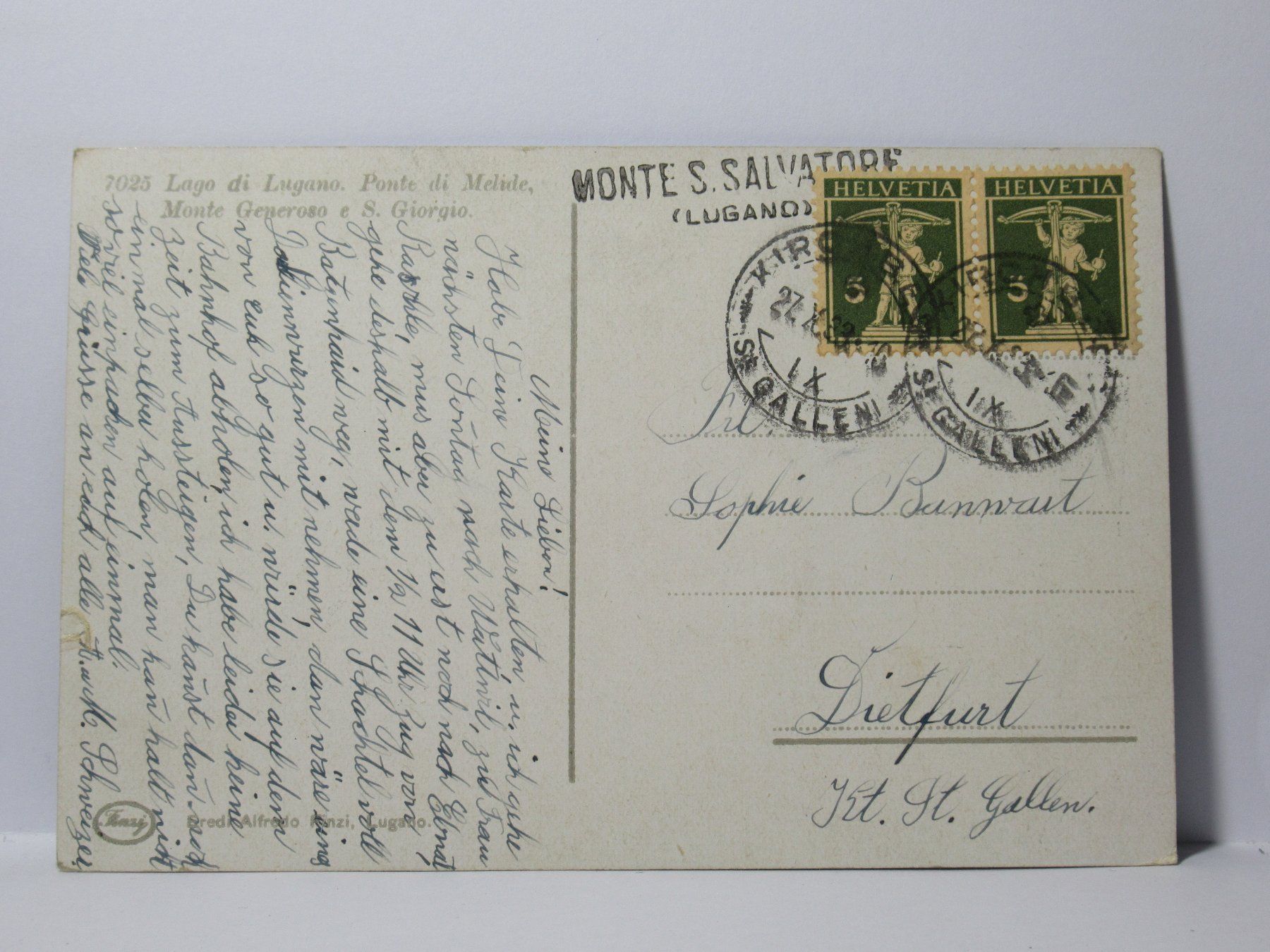 Cartoline postali: Ponte di Melide 1933 – Usato da Grenchen venduto da Bluemchen1900 1