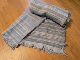 Kuscheldecke, Blautöne, Baumwolle, NEU