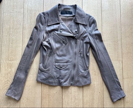 Veste cuir femme VENTCOUVERT gris taupe T.36 neuve